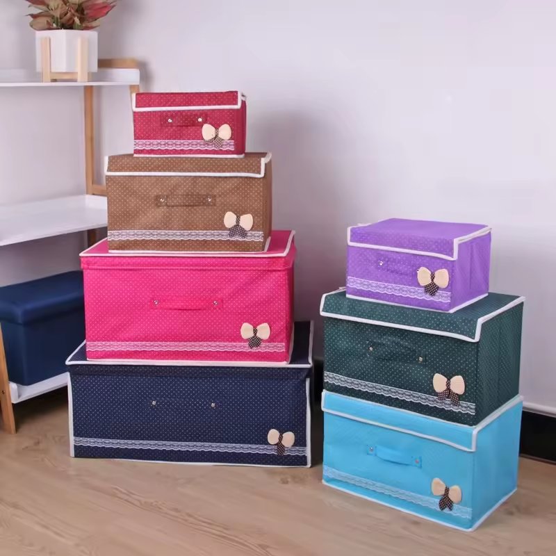 Collapsible storage box New non-woven multi-color storage box Family clothes and living room sundries can be folded storage box
