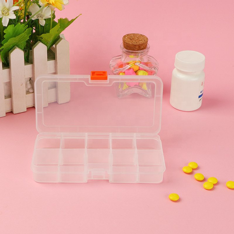 Flat 10 Grids PP Plastic Storage Box Wearing Manicures Cases Stationery Storage Box Clip Storage Box