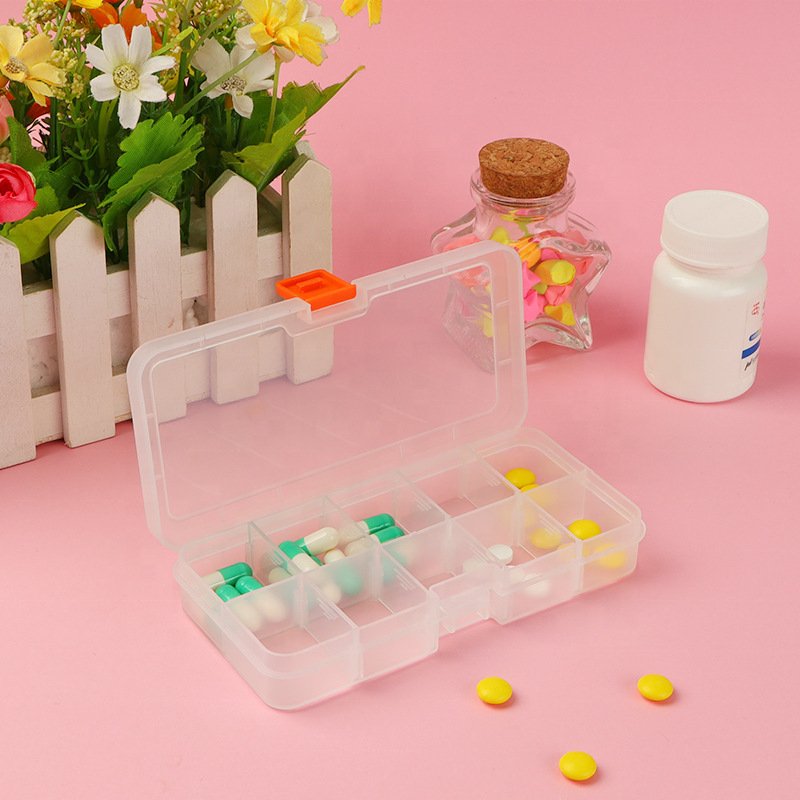 Flat 10 Grids PP Plastic Storage Box Wearing Manicures Cases Stationery Storage Box Clip Storage Box