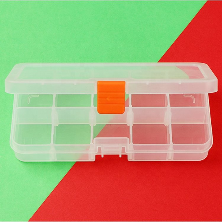 Flat 10 Grids PP Plastic Storage Box Wearing Manicures Cases Stationery Storage Box Clip Storage Box