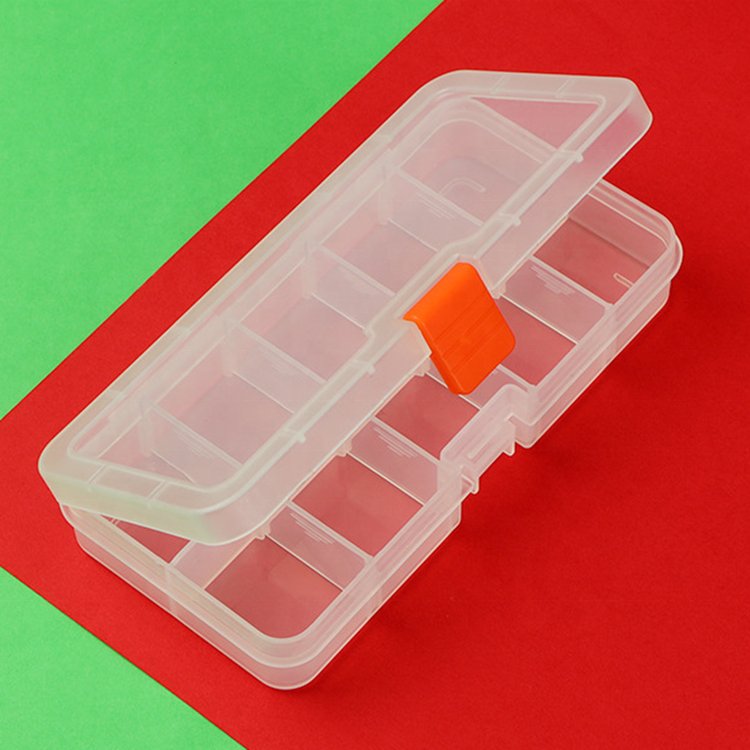 Flat 10 Grids PP Plastic Storage Box Wearing Manicures Cases Stationery Storage Box Clip Storage Box