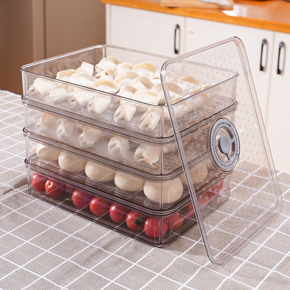 Stackable dumplings fridge crisper box food storage containers set with lids