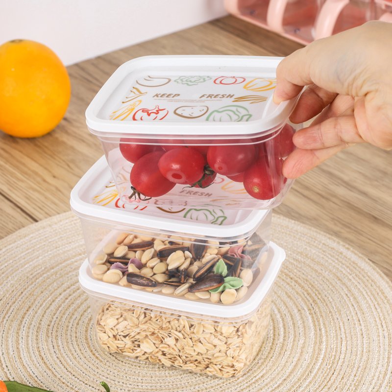 Eco friendly 3Pcs Food Containers Microwave Safe Plastic Refrigerator Food Storage Containers Kitchen Accessories