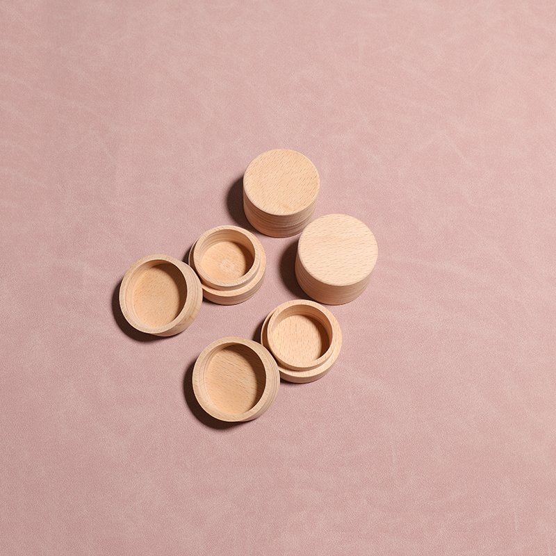 Mini Round Wooden Storage Box Wedding Ring Jewelry Boxes DIY Storage Multi-function Container Case