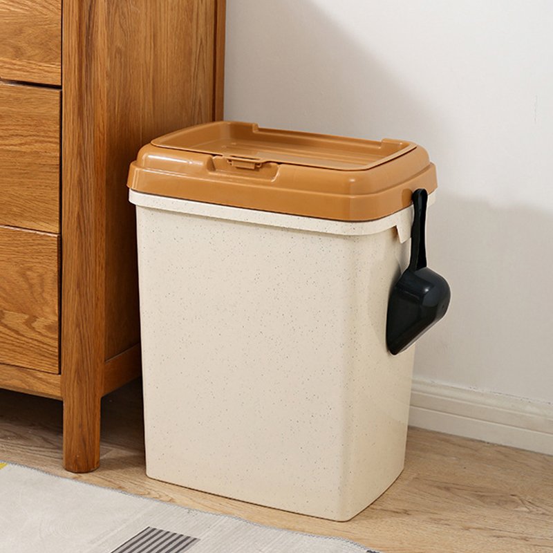 15KG Eco-friendly Square Pattern Pet Food Storage Container PP Material with Lid Plastic Storage Bins & Boxes for Cat and Dog