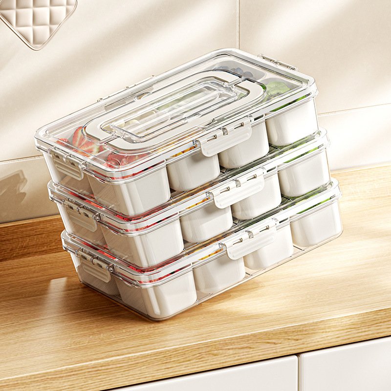 8 Grids Divided Serving Tray Storage Box Kitchen Portable Sub-format Seasoning Box Fresh-keeping Snack Fruits Food Box