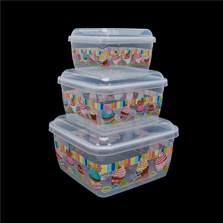 Microwavable Plastic Food Storage Boxes Sets With Airtight Locked Lids Set of 3pcs Crisper