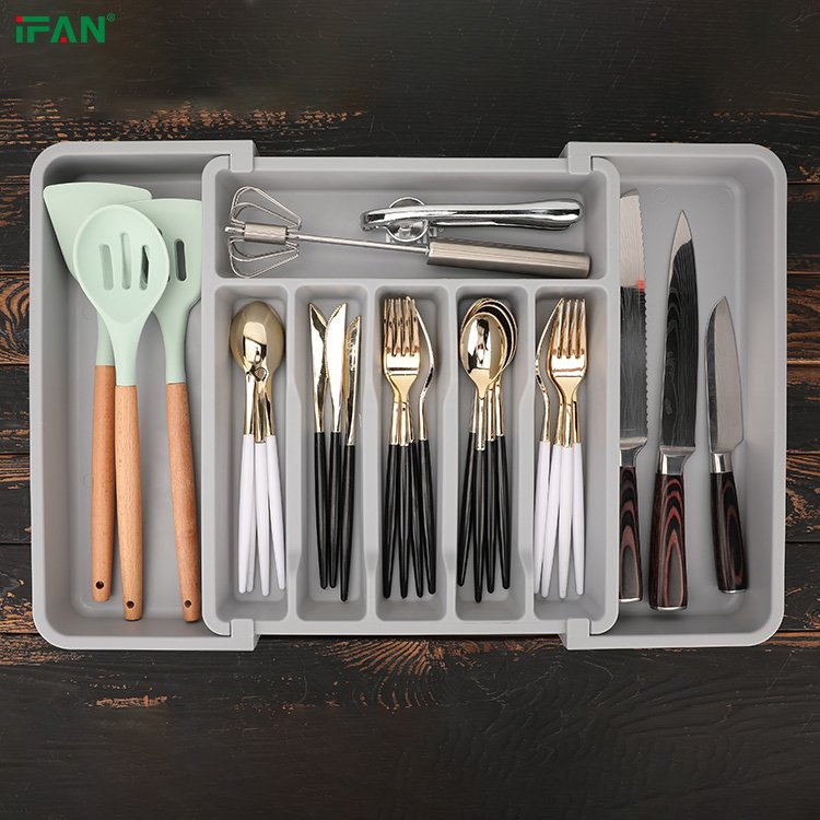 Simple Houseware Expandable Kitchen Drawer Flatware Organizer Utensil Storage Box