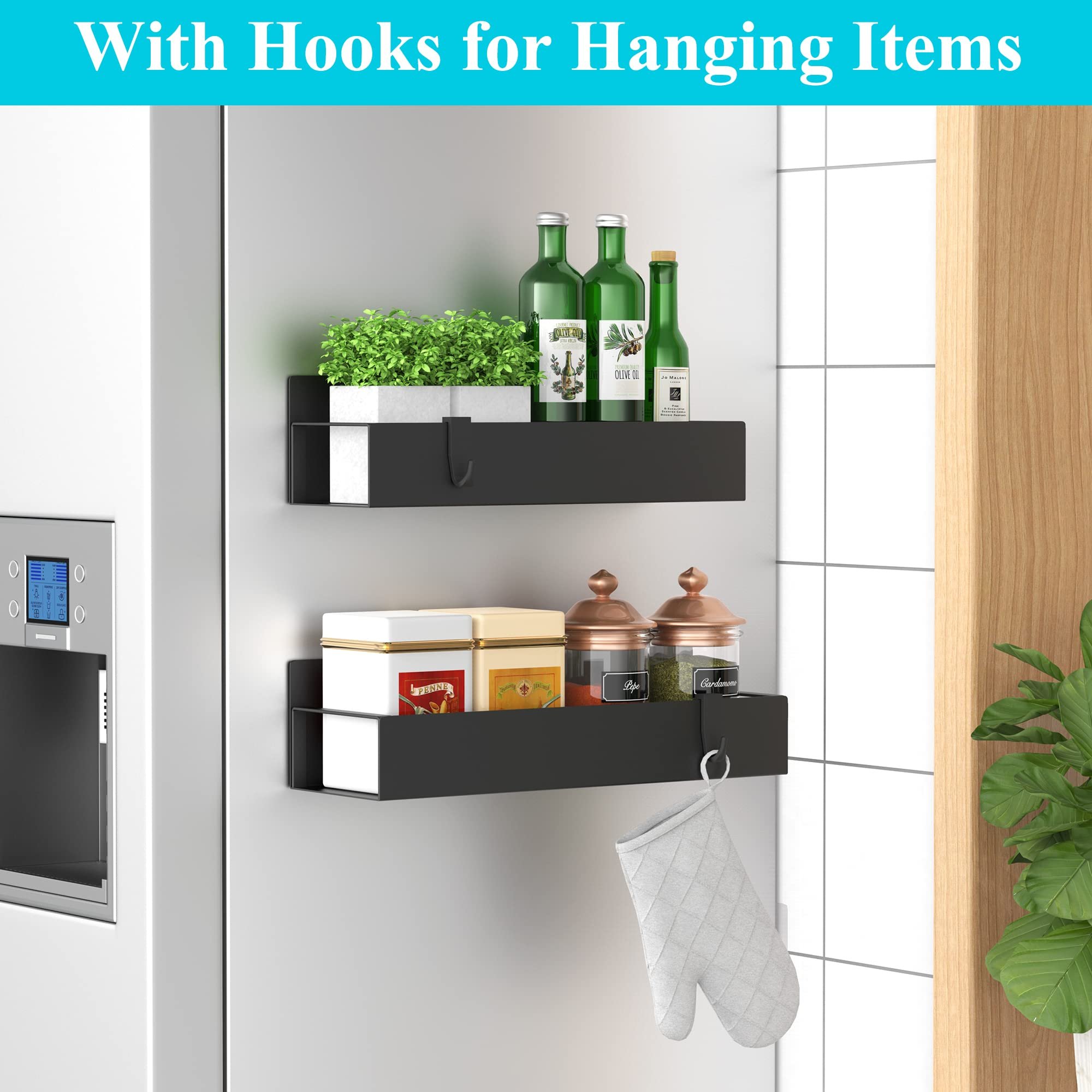 4-piece magnetic spice storage rack suitable for refrigerators and ovens black refrigerator storage box and storage