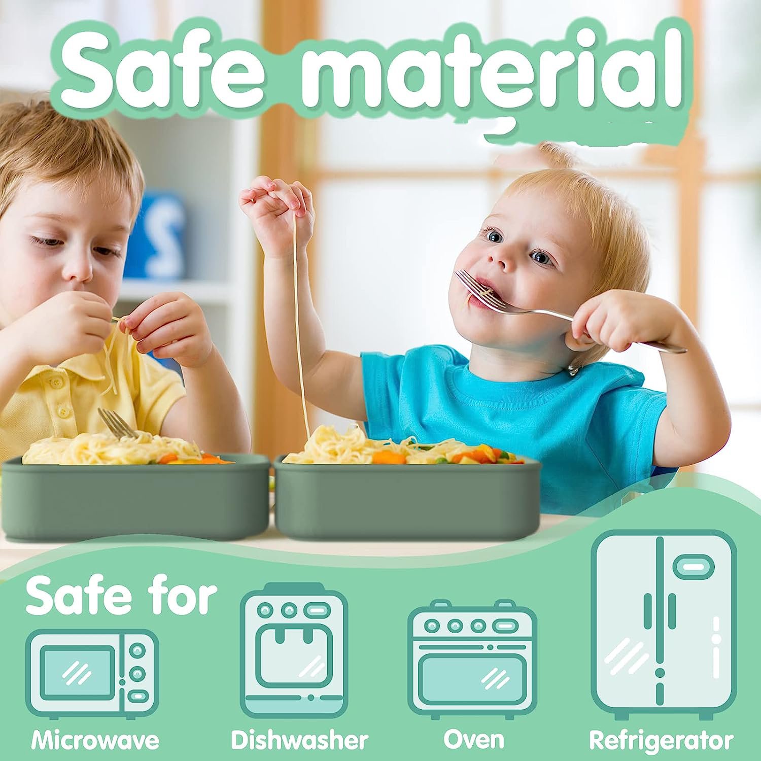 Custom Hot Selling Food Grade Silicone Lunch Box Portable Kids Bento Box Silicone Food Storage Container With 3 Compartment