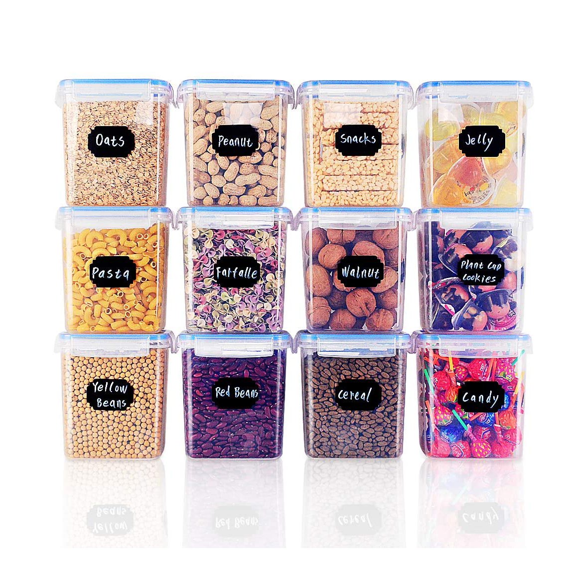 6 pieces of airtight plastic container cereal container plastic food storage container for kitchen , BPA free