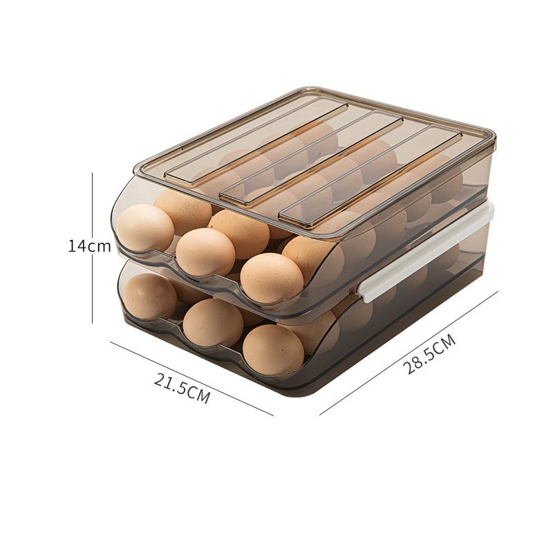Modern Refrigerator Food Storage Rolling Multi-layer Egg Holders Drawer Box Egg Storage Container Plastic Containers with Lids