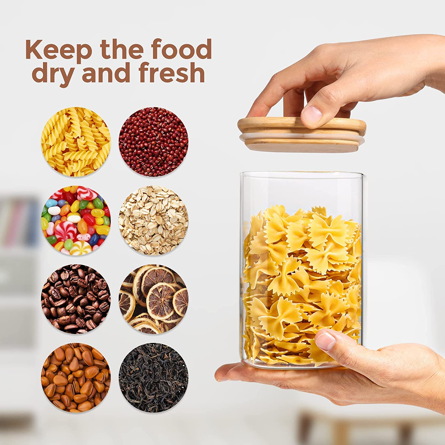 Wholesale Square High Borosilicate Glass Bottles Storage Jar Airtight Food Storage Containers With Bamboo Lid
