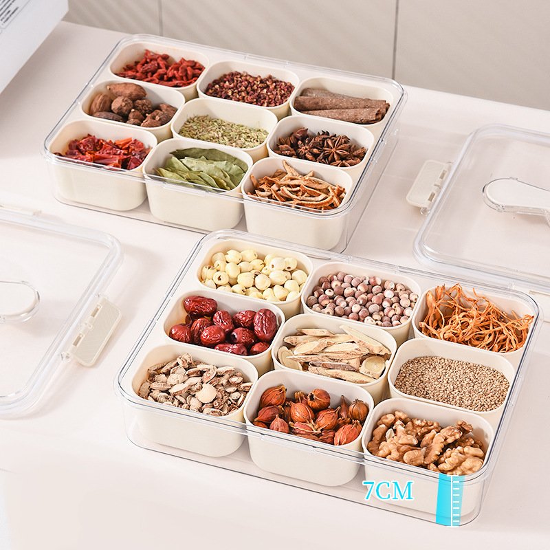 New Design 9 Compartment Plastic Food Storage Sevring Tray Dining Plate For Kitchen Storage Box