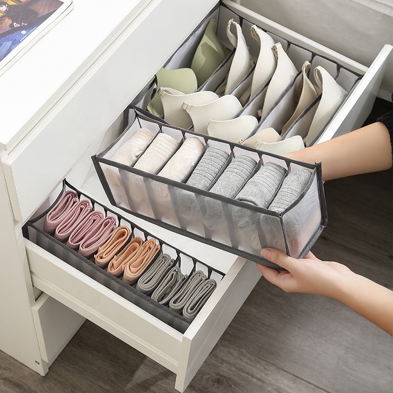 Best Seller Foldable Socks Bra Panty Underwear Organizer Storage Box Grids Closet Wardrobe Jeans Clothes Drawer Box For Bedroom