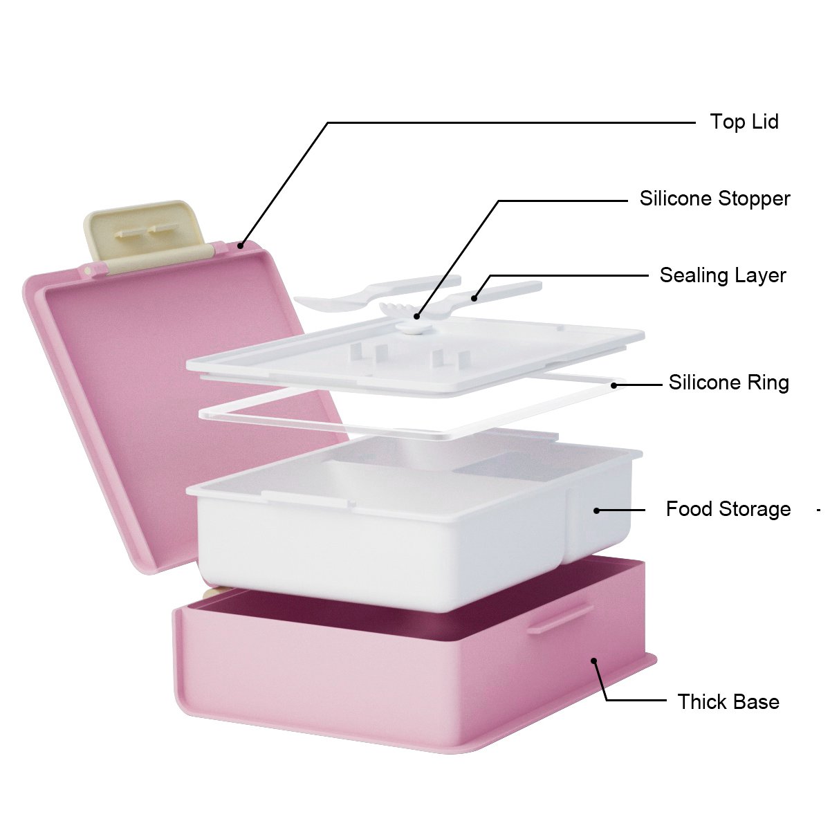 Hot Sale Custom Lunch Box For Baby Plastic Food Container 3 Compartment Lunch Box With Spoon And Fork