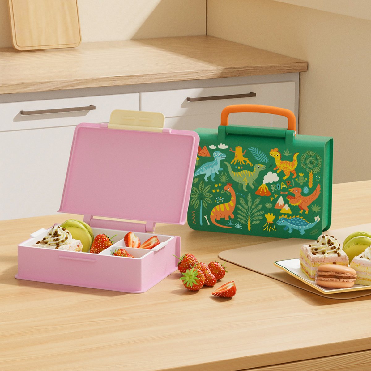 Hot Sale Custom Lunch Box For Baby Plastic Food Container 3 Compartment Lunch Box With Spoon And Fork