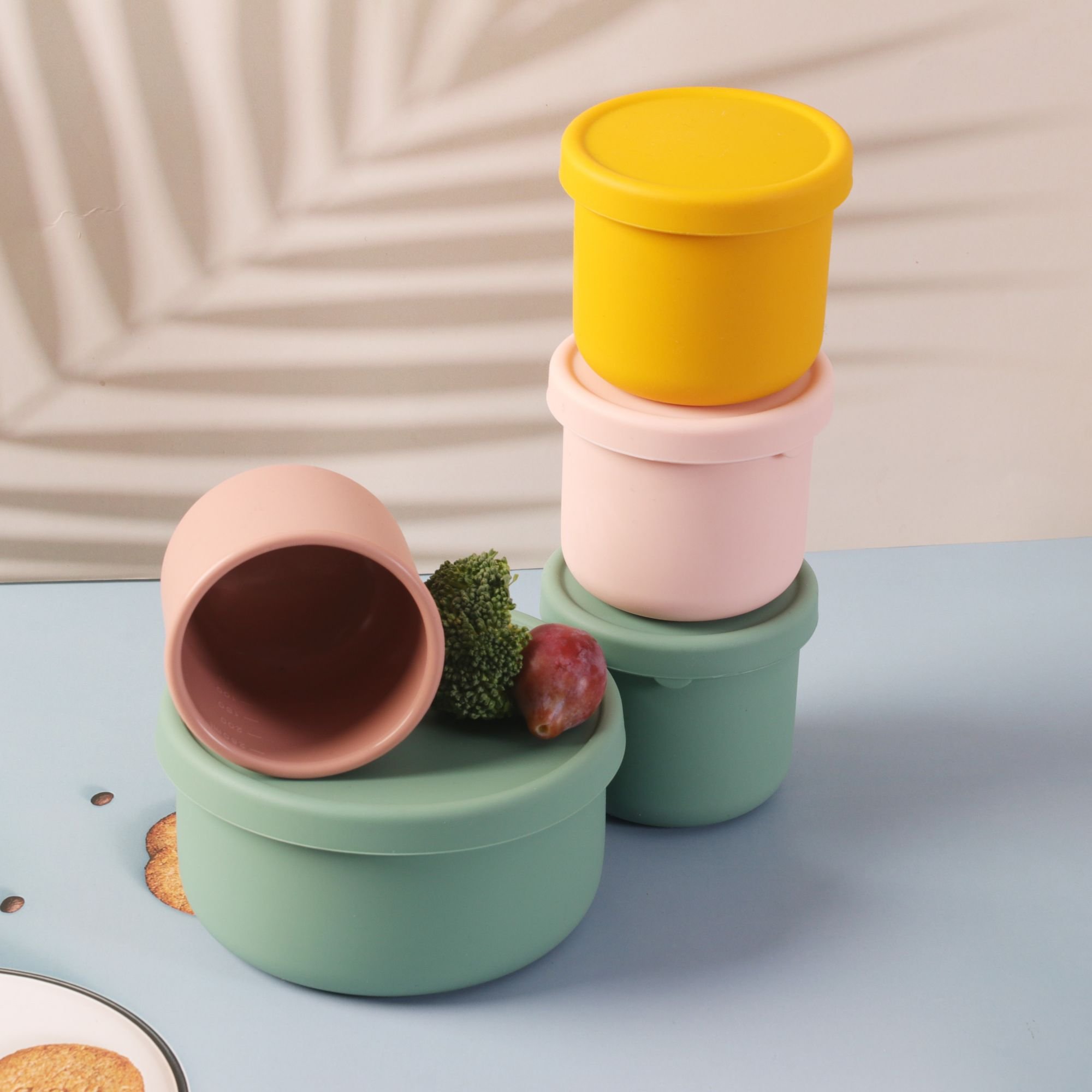 Food Grade Microwave Safe Silicone Collapsible Lunch Box Food Storage Container BPA free stack lunch box