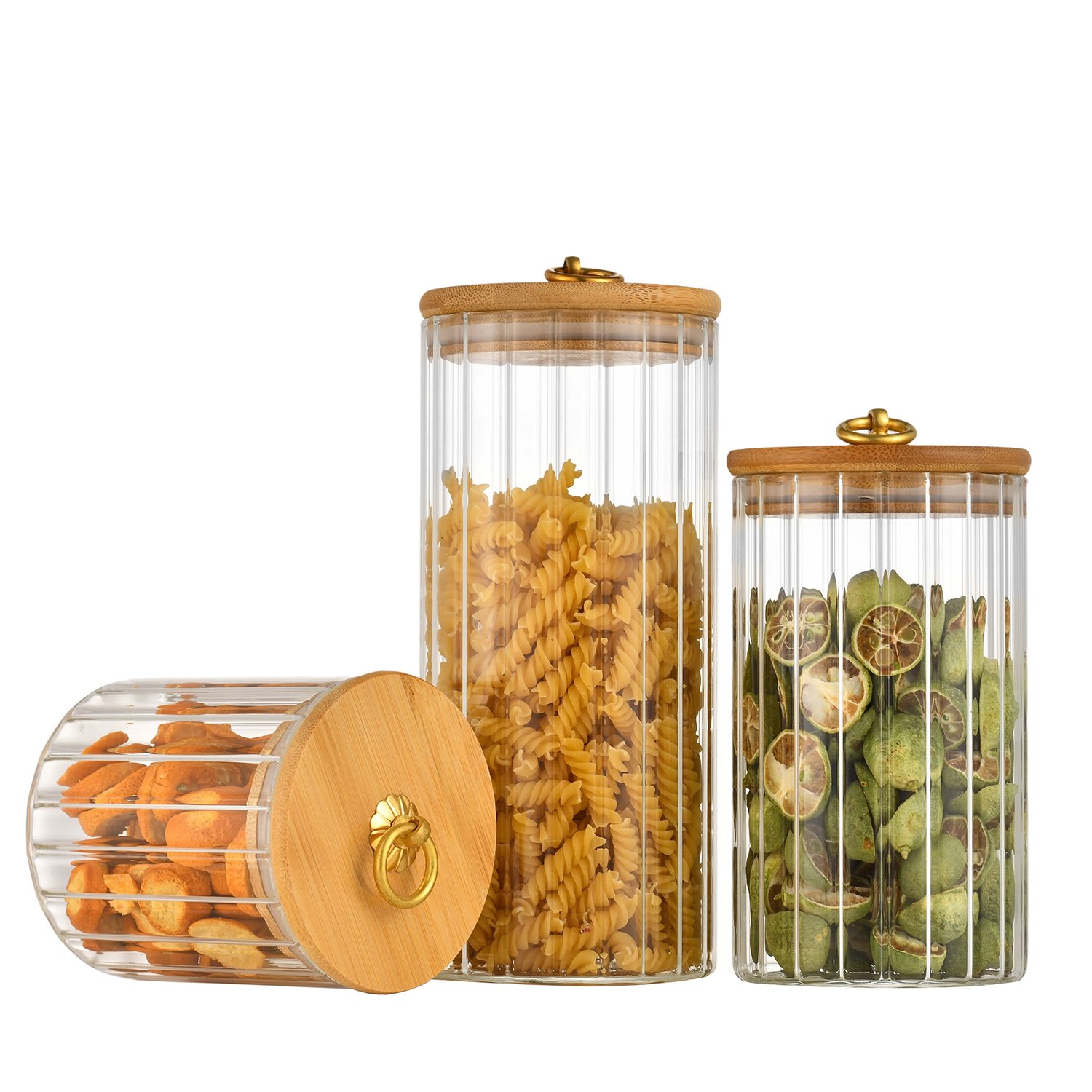 China Factory Price 750ml 1000ml Stripe Large Glass Storage Container Storage Jar Vacuum