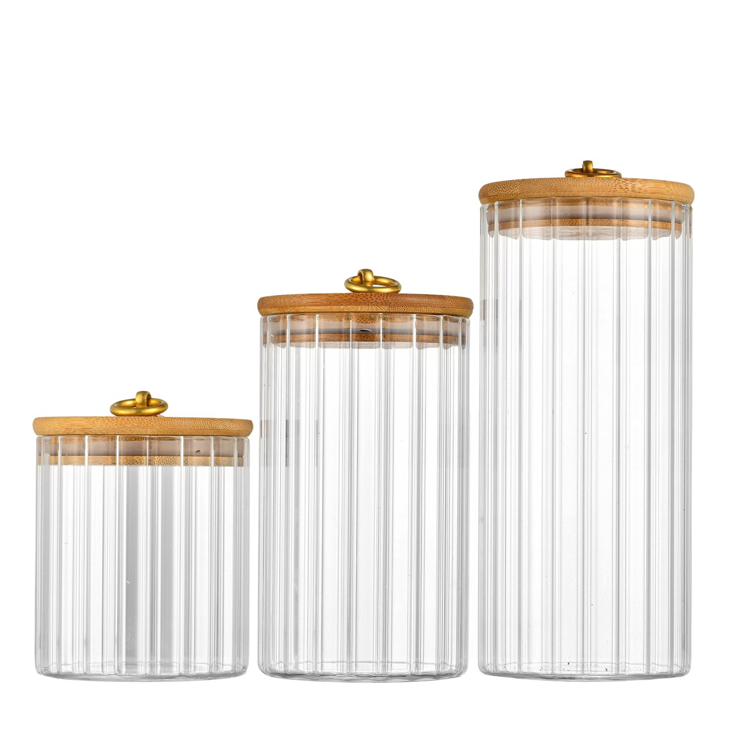 China Factory Price 750ml 1000ml Stripe Large Glass Storage Container Storage Jar Vacuum