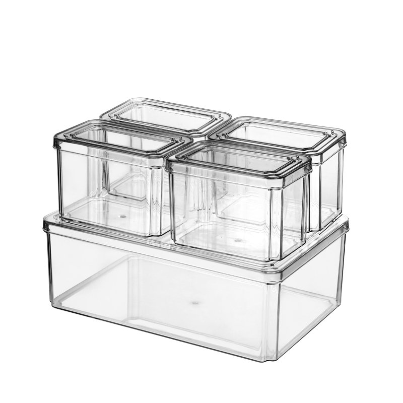 1112 PET Refrigerator Organizer Cabinet Freezer Pantry Clear Plastic Food Storage Container With Lid