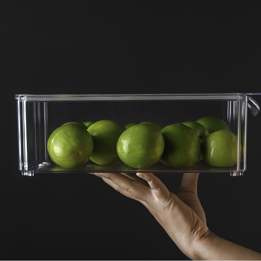 1112 PET Refrigerator Organizer Cabinet Freezer Pantry Clear Plastic Food Storage Container With Lid