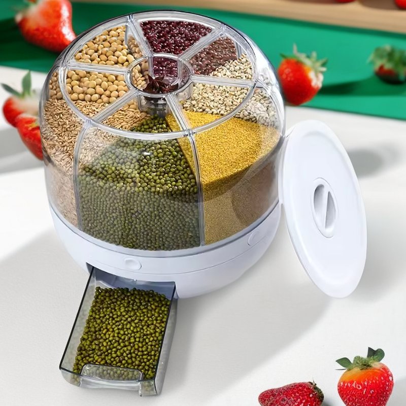 Plastic Rotating Cereal Storage Box Grain Storage Container New Design 10kg Rotating Separate Rice Dispenser
