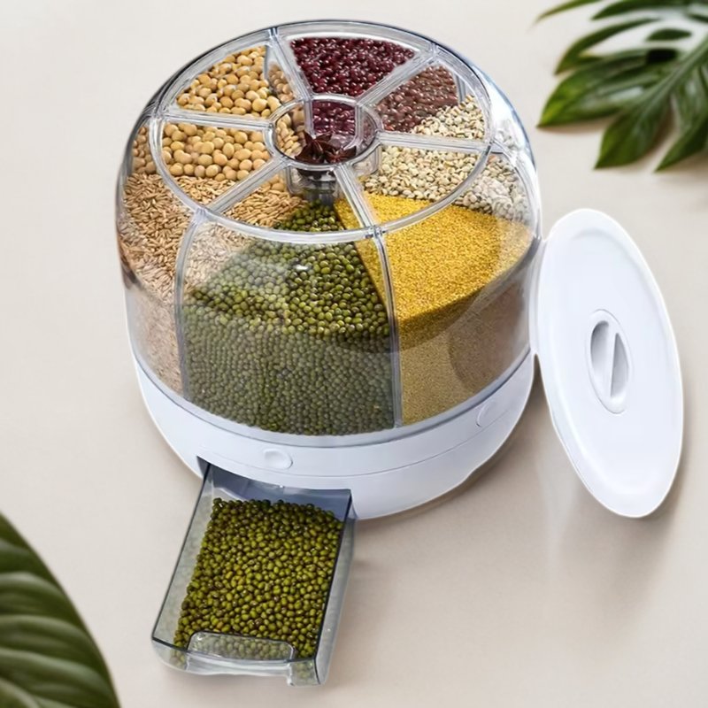 Plastic Rotating Cereal Storage Box Grain Storage Container New Design 10kg Rotating Separate Rice Dispenser