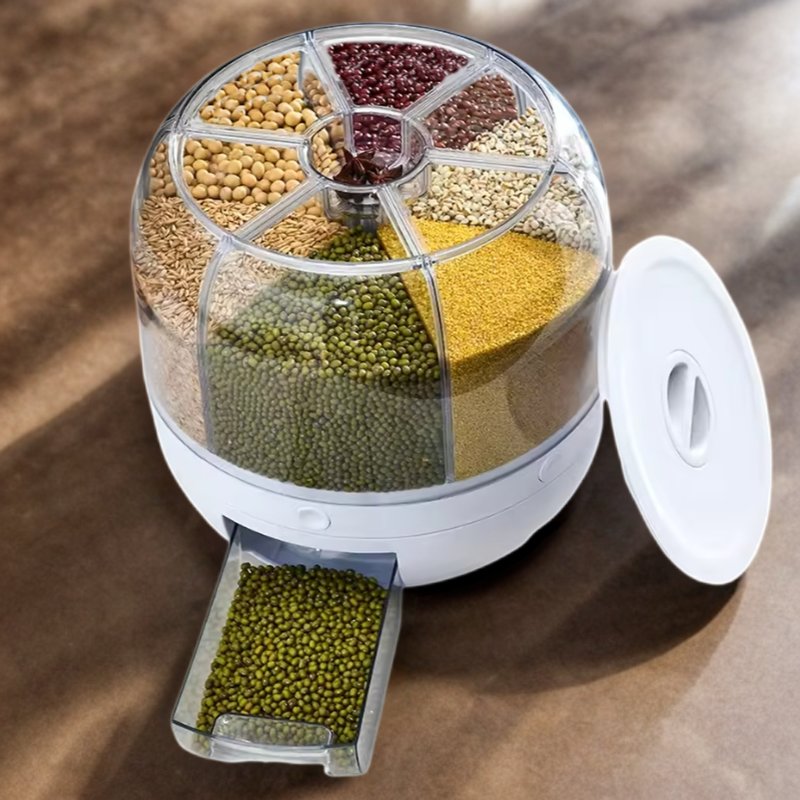 Plastic Rotating Cereal Storage Box Grain Storage Container New Design 10kg Rotating Separate Rice Dispenser