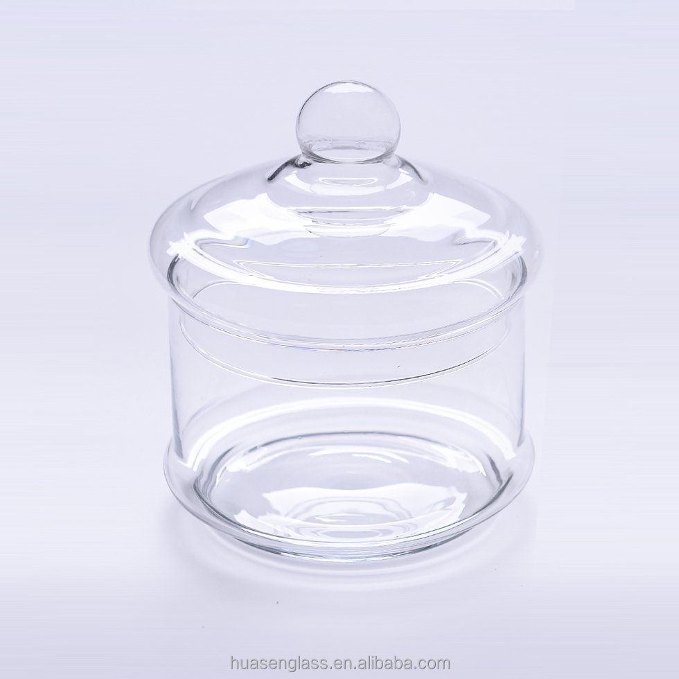 glass storage jar with mushroom lid , airtight canister candy sugar candle container
