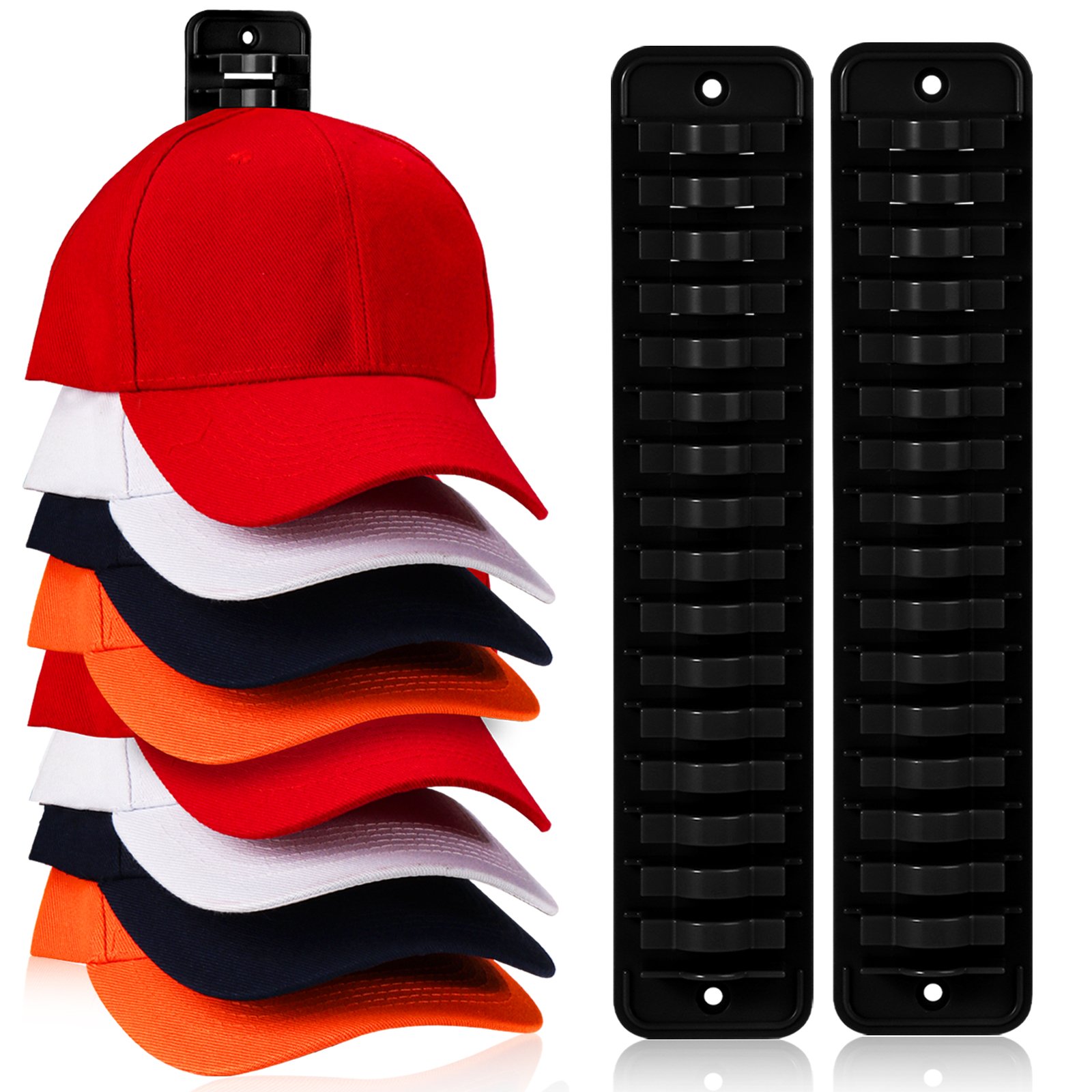 Stainless Steel Ball Cap Storage Rack Closet Hook Hat Organizer for Baseball Caps Hanging Hat Holder with Clips