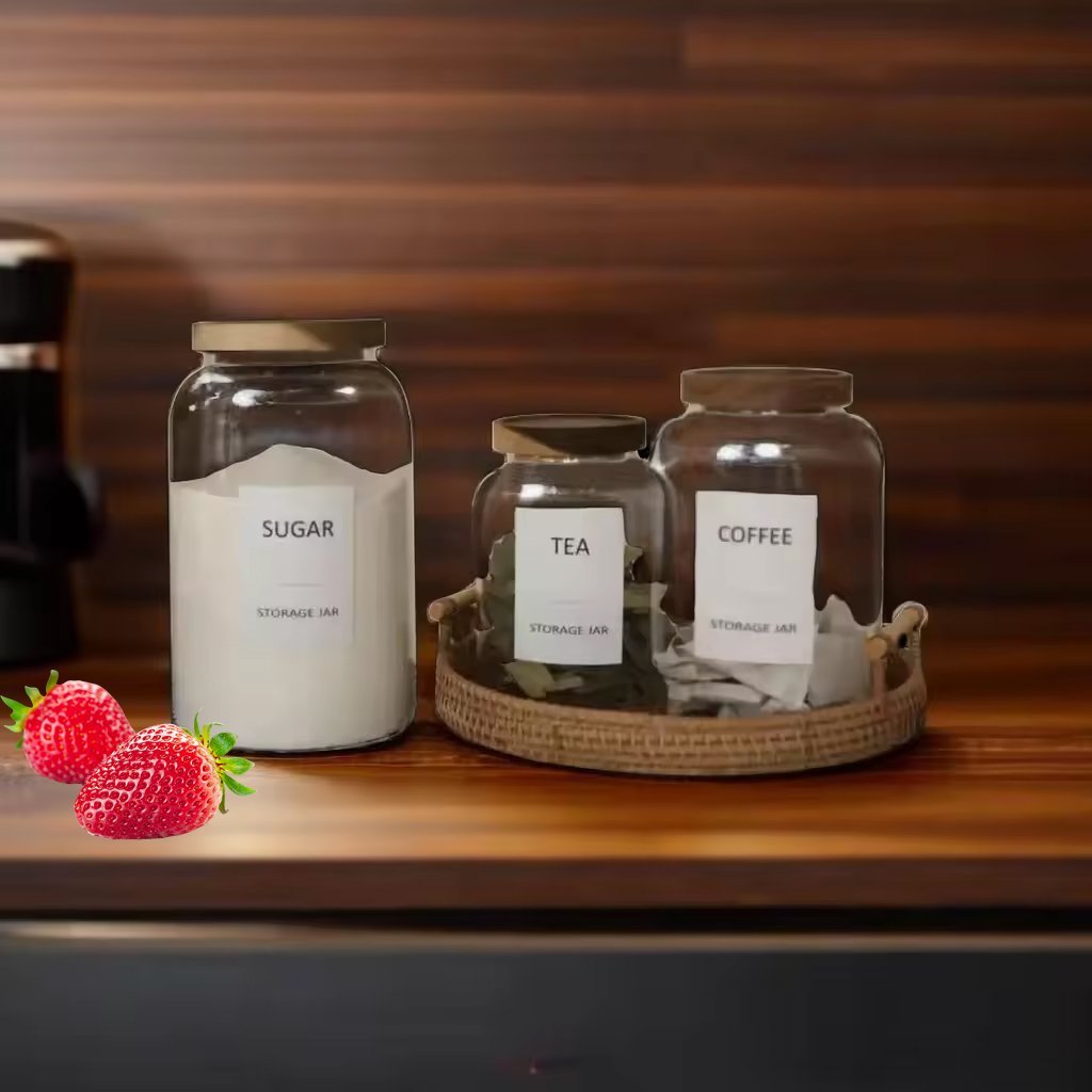 2000 ML Large Capacity Borosilicate Glass Food Storage Containers Kitchen Container with acacia lid Airtight Canisters