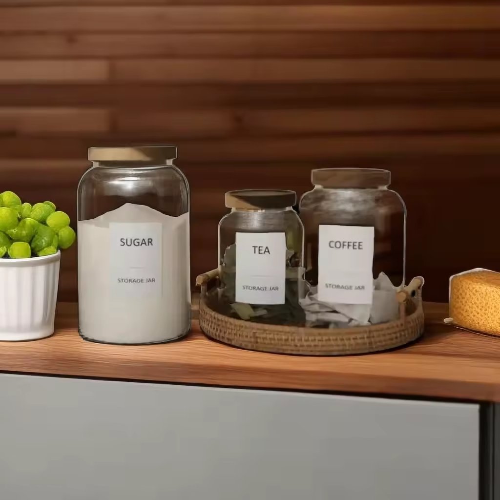 2000 ML Large Capacity Borosilicate Glass Food Storage Containers Kitchen Container with acacia lid Airtight Canisters
