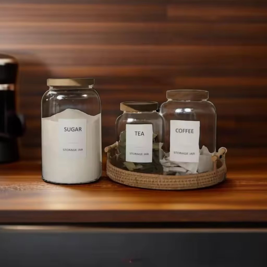 2000 ML Large Capacity Borosilicate Glass Food Storage Containers Kitchen Container with acacia lid Airtight Canisters