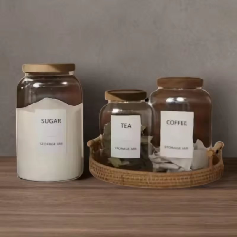 2000 ML Large Capacity Borosilicate Glass Food Storage Containers Kitchen Container with acacia lid Airtight Canisters