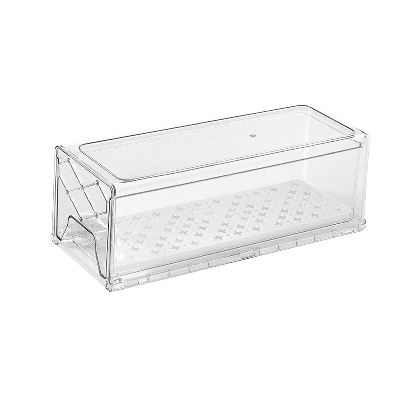 PET Vegetable Fruit Crisper Transparent Refrigerator Drawer Organizer with Strainer