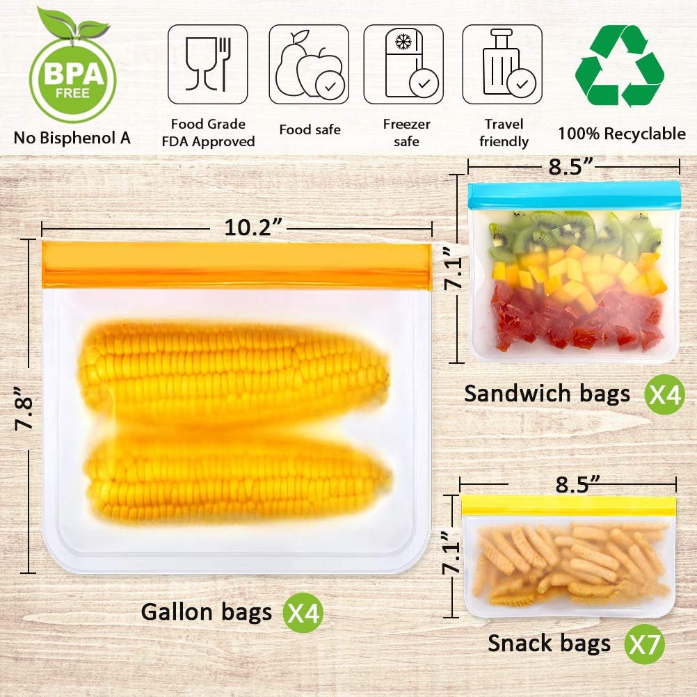 BAP Free Food Storage Bag Collection Food Bags Set PEVA Fresh-keeping Reusable Bag For Food Storage