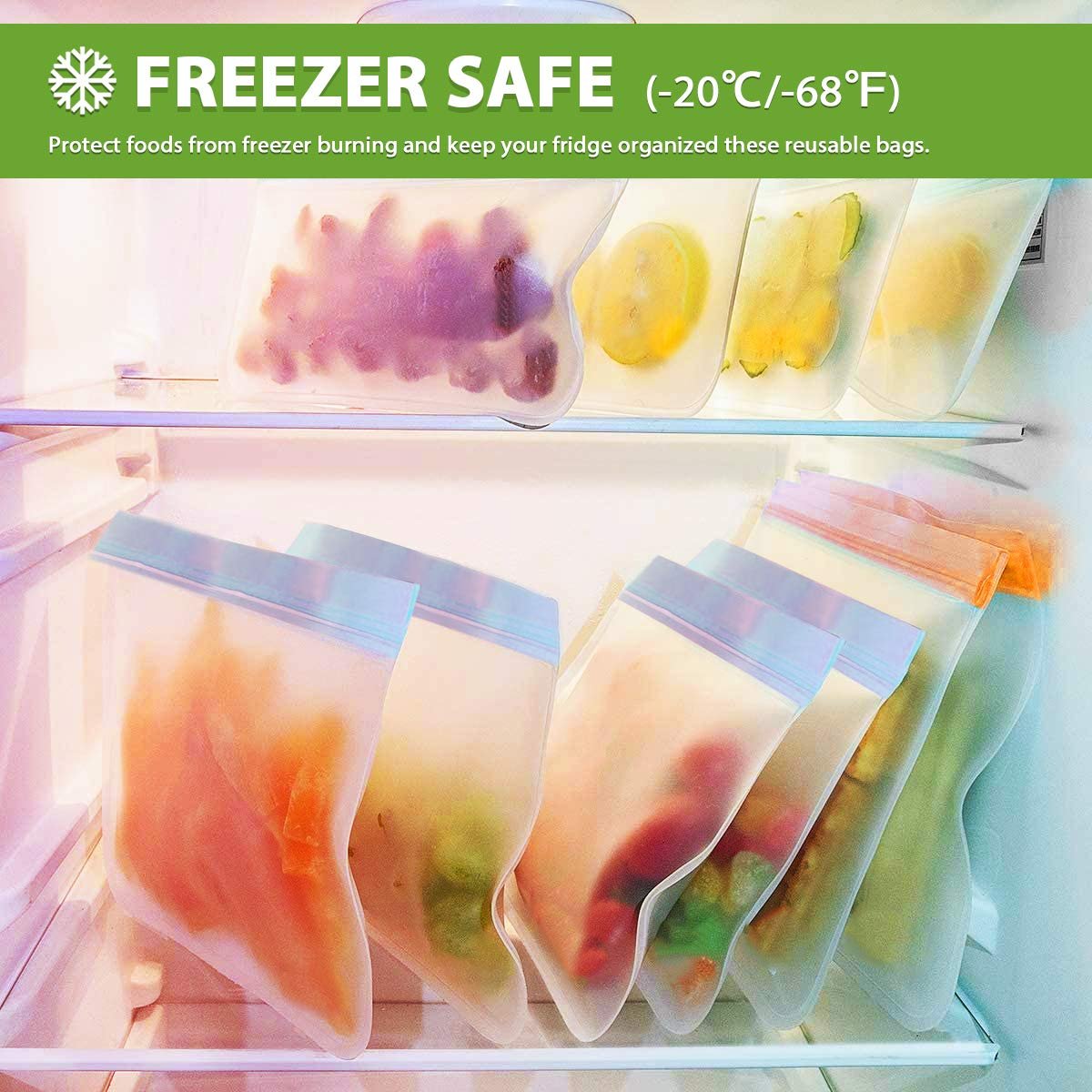 BAP Free Food Storage Bag Collection Food Bags Set PEVA Fresh-keeping Reusable Bag For Food Storage