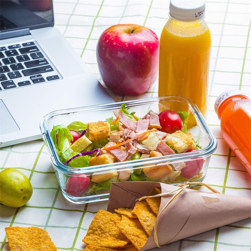 10 Piece Glasswaer Heat Resistant Borosilicate Glass Meal Prep Containers Glass Bowl Food Storage Container Set