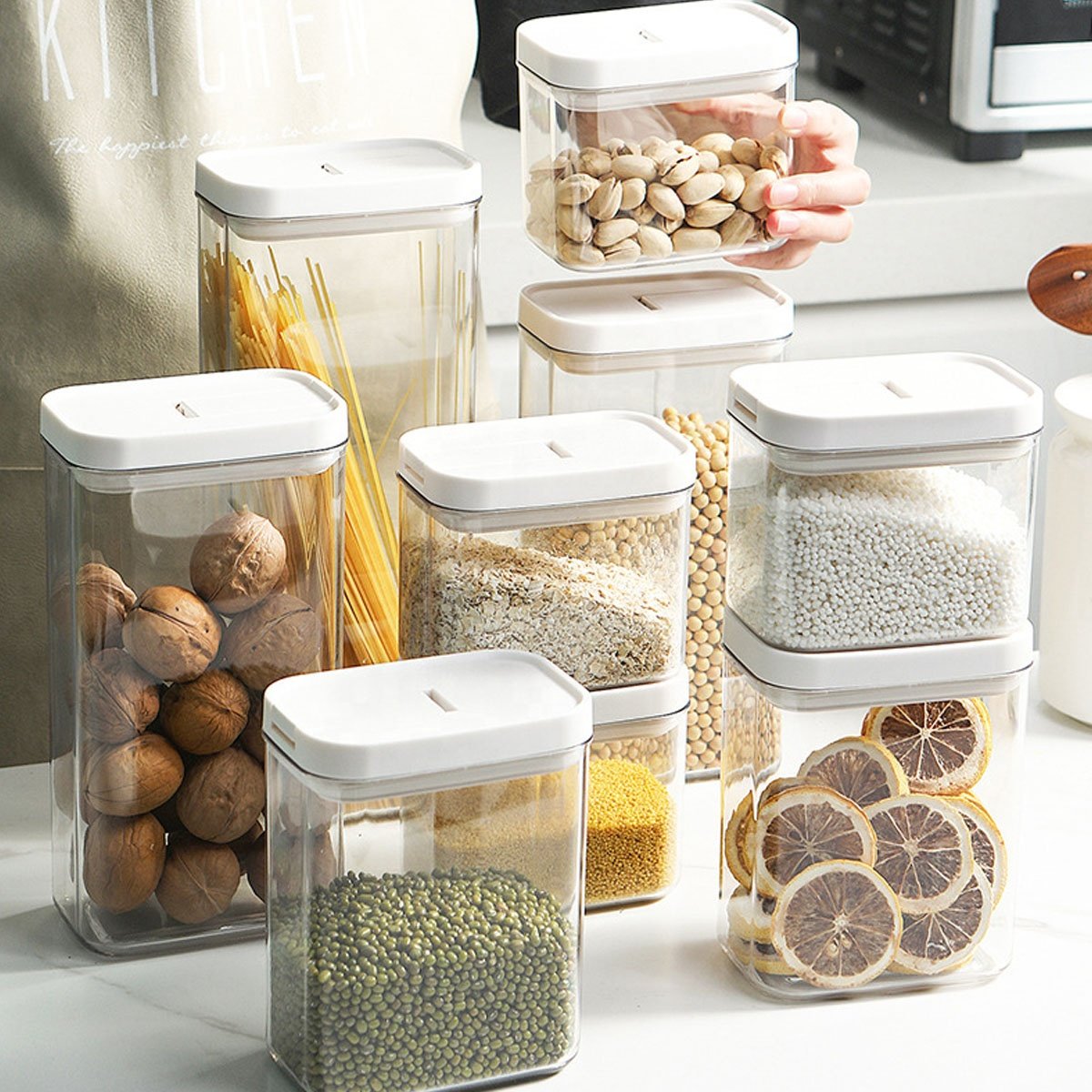 Airtight Stackable Food Containers Fridge Plastic Organizer Food Storage Boxes Bins with Lid