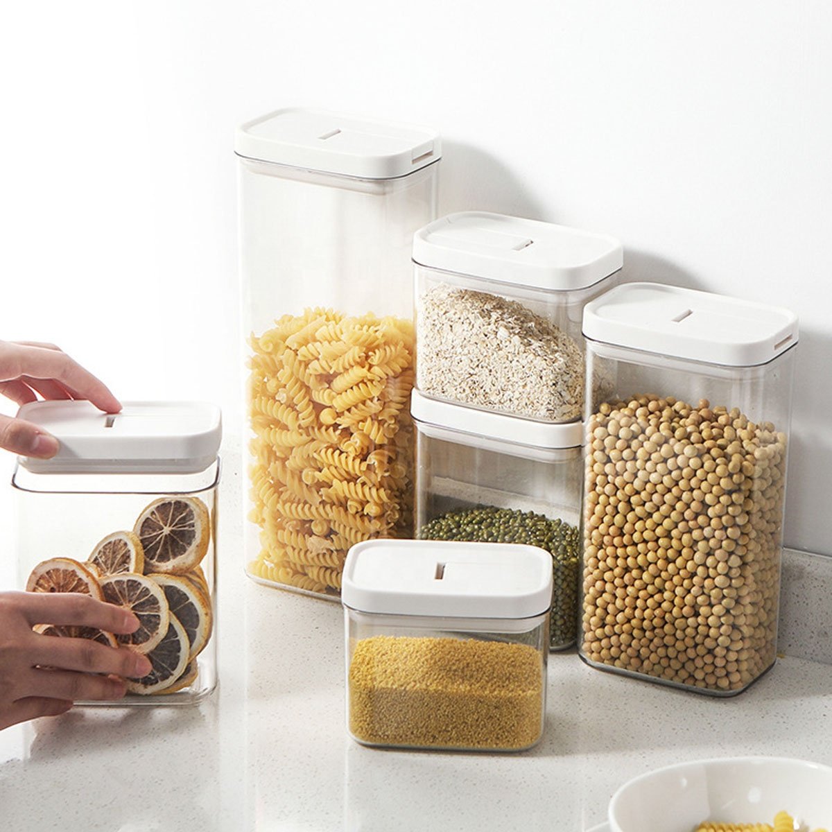 Airtight Stackable Food Containers Fridge Plastic Organizer Food Storage Boxes Bins with Lid