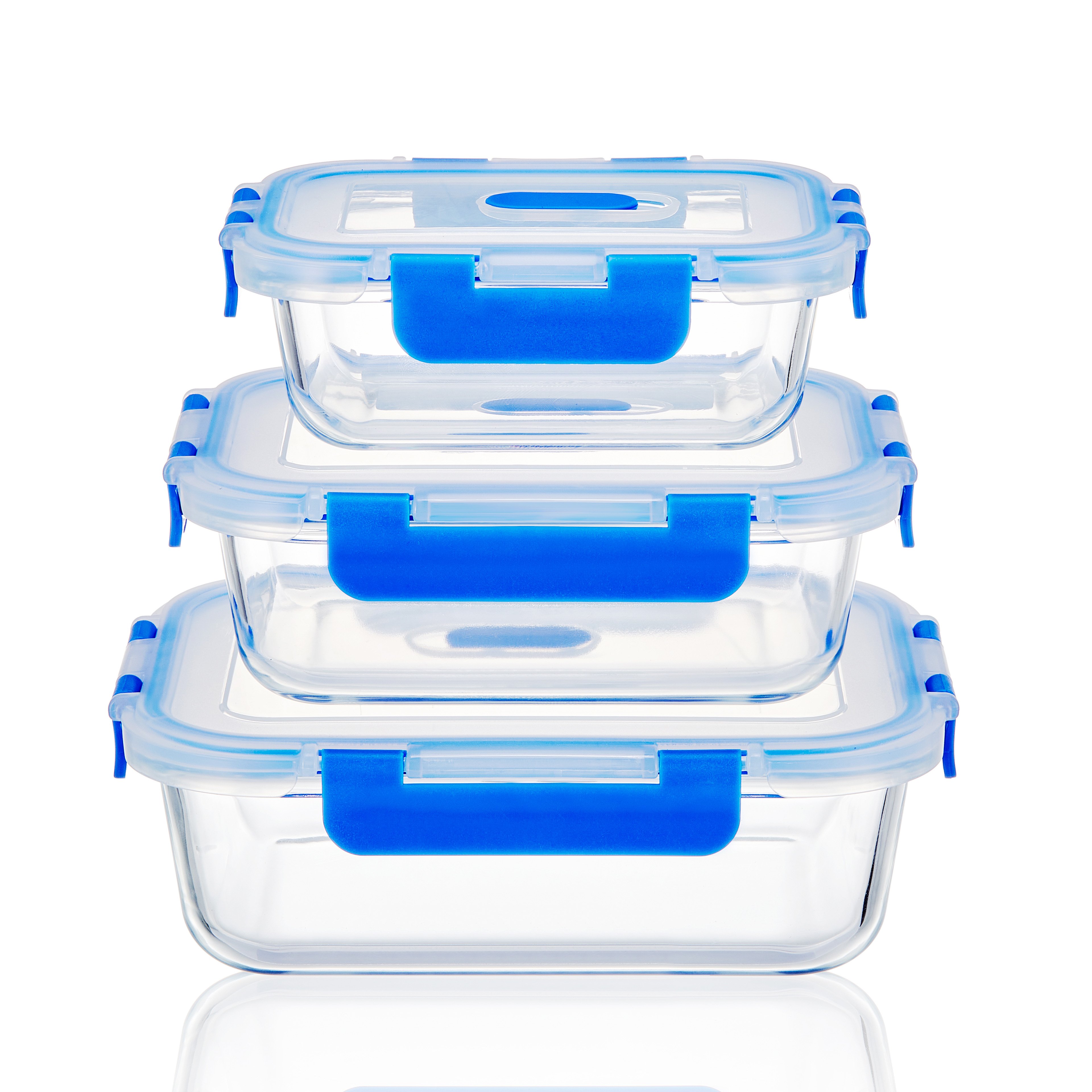 Kitchen appliance air tight stacking container Glass Food Storage with plastic lid