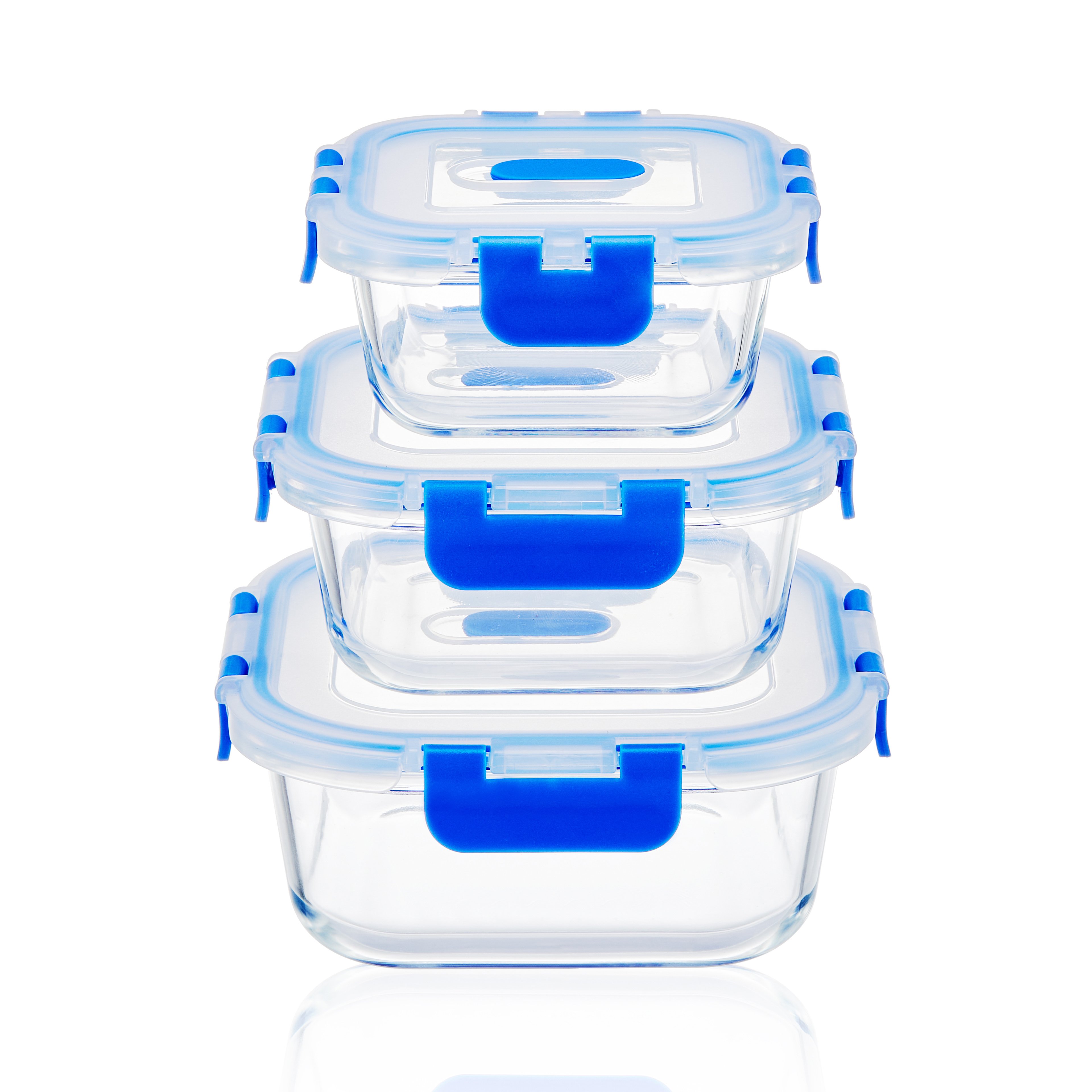 Kitchen appliance air tight stacking container Glass Food Storage with plastic lid