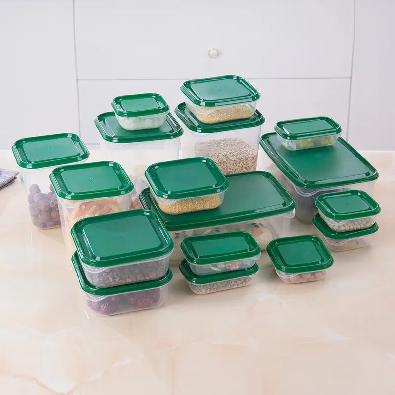 A Set of 17 Pieces High Quality Large Capacity Plastic Meal Box Lunch Boxes with Cover Multi-Function Food Storage Containers