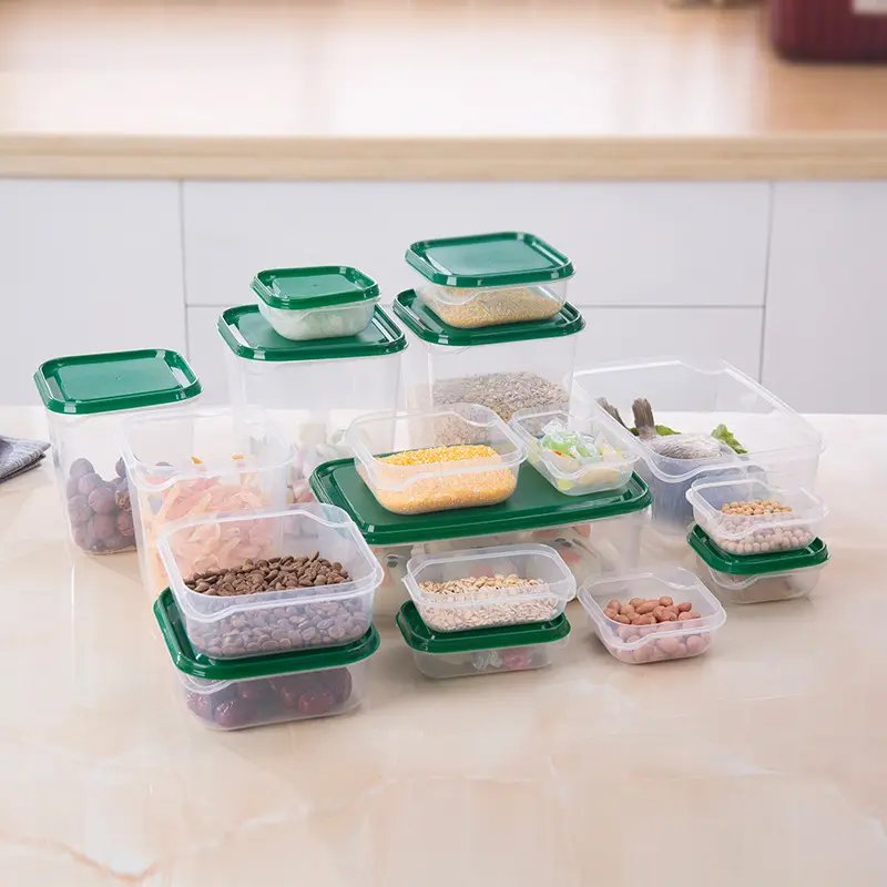 A Set of 17 Pieces High Quality Large Capacity Plastic Meal Box Lunch Boxes with Cover Multi-Function Food Storage Containers