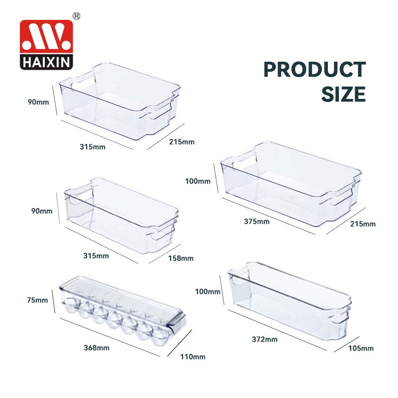 Kitchen Plastic Cabinet Drawer Egg Food Storage Box Container Pantry Ref Fridge Refrigerator Organizer Bins Set