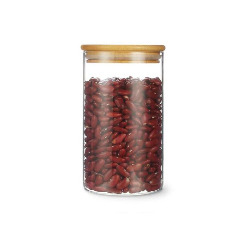 Jar Container with Lid Hot Sale Kitchen Storage Glass with Bamboo Wood Storage Bottles & Jars Store Food