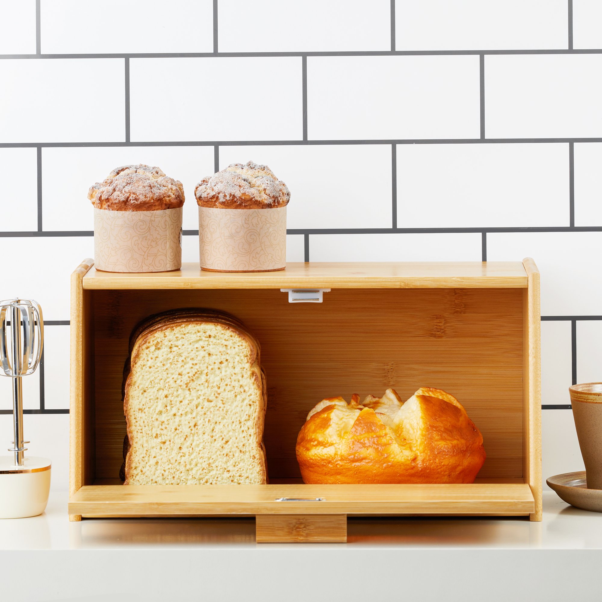 Kitchen pantry food storage organizer bread bin tea coffee sugar canister set loaf bread container storage container