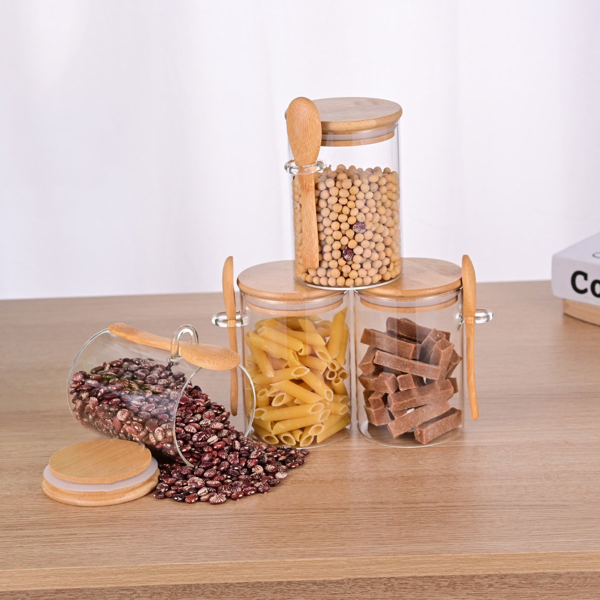 Wholesale 4pcs Airtight Empty eco-friendly kitchen glass food storage jar set