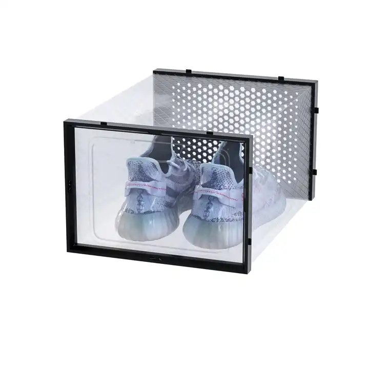 Household Shoe Storage Box Magnetic Organizer Storage Boxes Plastic Folding Shoe Box